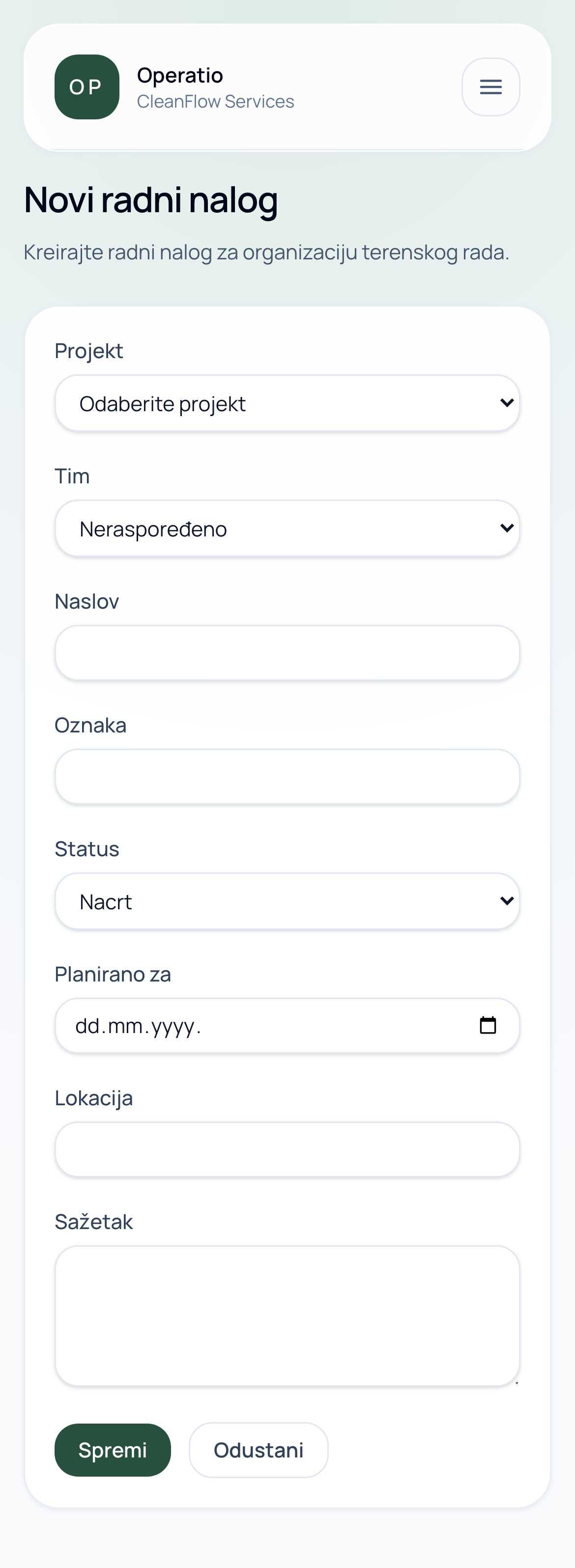 Radni nalog na mobitelu