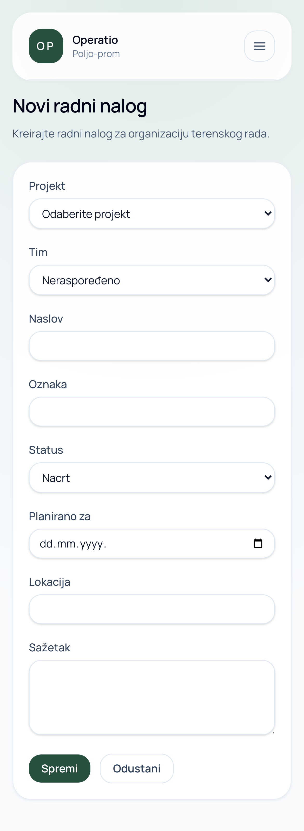 Radni nalog na mobitelu